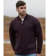 Jersey de lana Aran con media cremallera para hombre en merinowool puro