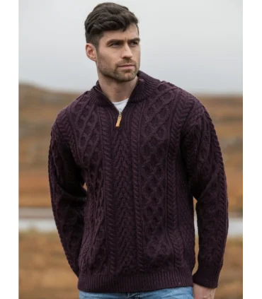 Sweater Hombre Media Cremallera 100% Lana Tejido a Mano Comercio Justo  Rayas Naturales Moda Sostenible Pachamama -  España