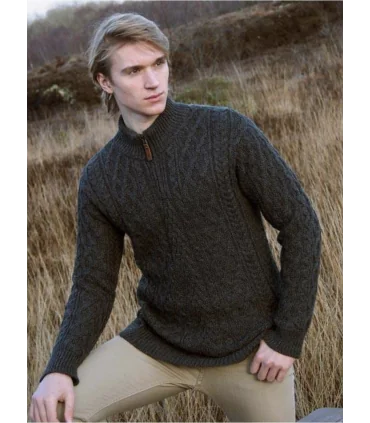 Pull Homme zip en pure laine mérinos bleu