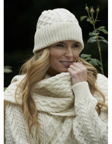 Mujer gorro de lana y cachemire grande puntos