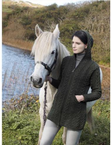 Chaqueta de mujer con cremallera 3/4 en pura lana merino azul