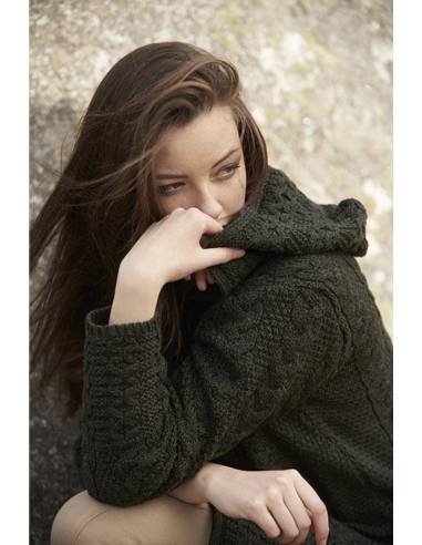 Chaqueta de mujer con cremallera 3/4 en pura lana merino azul