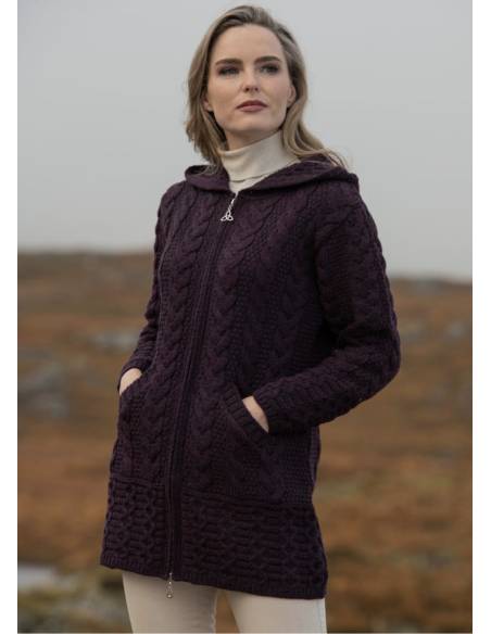 Chaqueta de mujer con cremallera 3/4 en pura lana merino azul