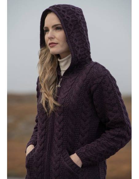 Chaqueta de mujer con cremallera 3/4 en pura lana merino azul