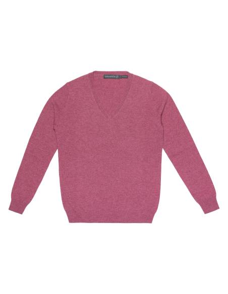 Women's fine V-neck sweater in pure merino wool special offer