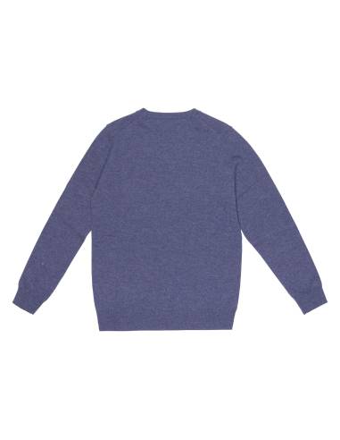 Jersey fino de mujer con cuello de pico en pura lana merino oferta especial