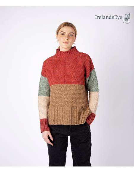 Pull ras col montant vert ou rouge 