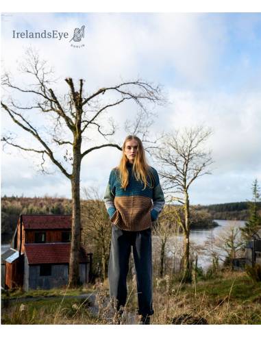 Pull ras col montant vert bleuté ou rose amarante en laine scandinave style moderne 