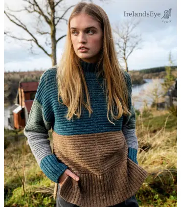 Pull ras col montant vert bleuté ou rose amarante en laine style nordique moderne 