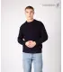 Pull nordique Homme ras cou nid d'abeille style classique nordique  navy marine 