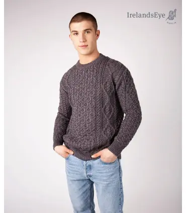 Pull nordique Homme ras cou nid d'abeille gris bleuté style nordique 