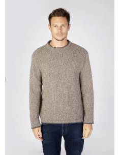 Pull Nordique ras cou liseré de couleur TERRACOTTA ROUILLE  2