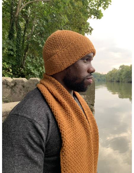 Gorro de pura lana merina con laterales de nido de abeja para hombre y mujer