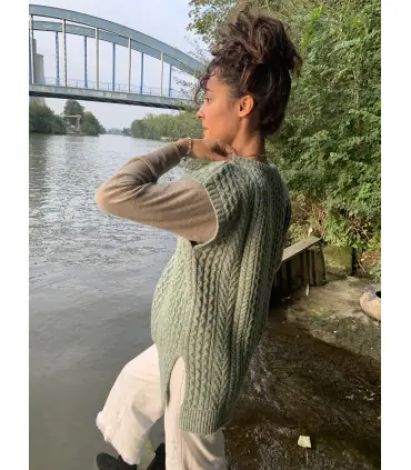 Pull sans manches très tendance vert d'eau pour femme 