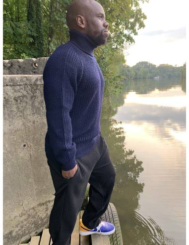 Submariner Rib Roll Neck Sweater for men in pure new wool