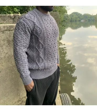 Pull nordique Homme ras cou nid d'abeille 