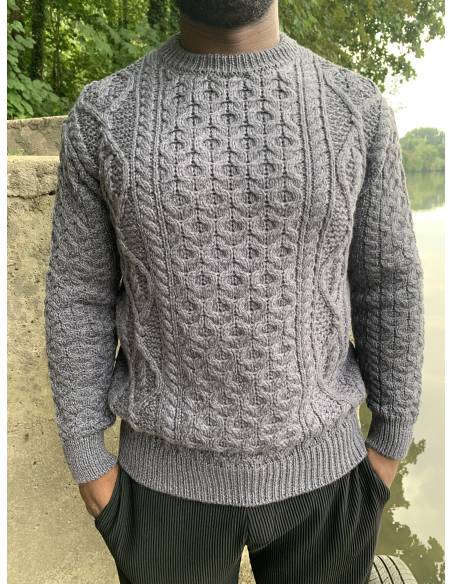 Jersey nórdico de cuello redondo para hombre