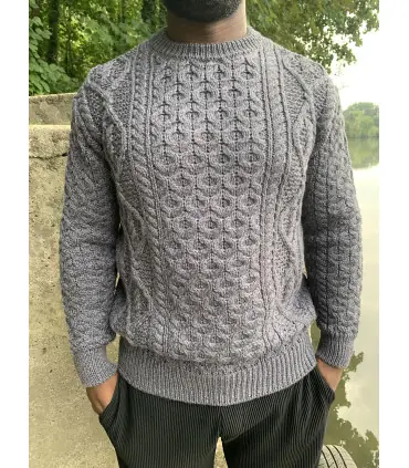 Pull nordique Homme ras cou nid d'abeille 