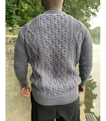 Pull nordique Homme ras cou nid d'abeille 