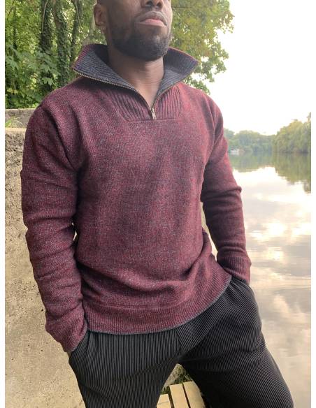 Half zip Sweater for men in pure new wool