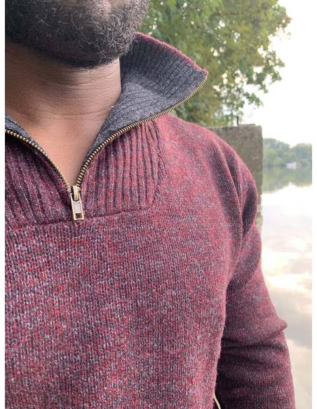 Pullover mit halbem Reißverschluss für Herren aus reiner neuer Wolle