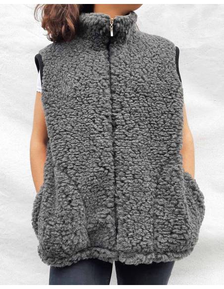 Gilet de berger  pure laine avec col fermeture ZIP