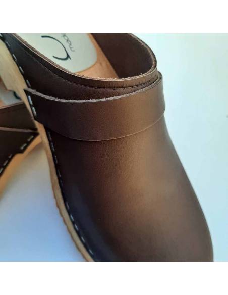 Damen Schwedische Holzschuhe in Gemüse Leder