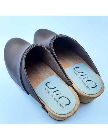 Women's swedish Clogs in  leather vegetal and wooden sole