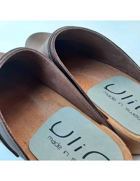 Damen Schwedische Holzschuhe in Gemüse Leder
