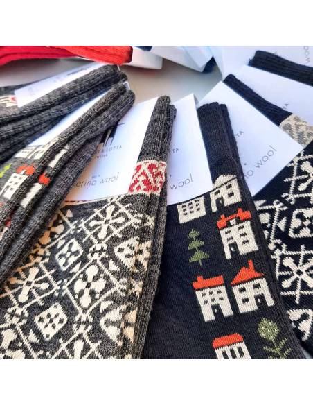 Chaussettes fantaisies de créateur Bengt and lotta motif nordique design scandinave 