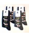 Chaussettes à motifs chevaux en pure laine mérinos gris et noir bengt and lotta design nordique