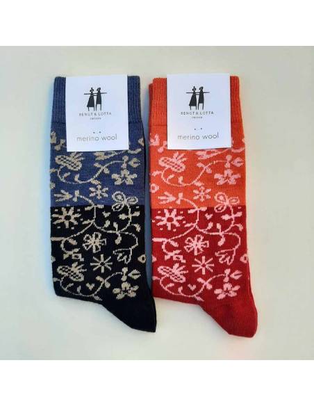 Chaussettes jardin créateurs laine mérinos fantaisie bengt and lotta 