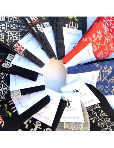 Chaussettes jardin créateurs laine mérinos fantaisie bengt & lotta