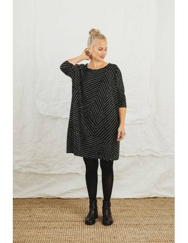 Robe noire aux motifs asymétriques Bicolore