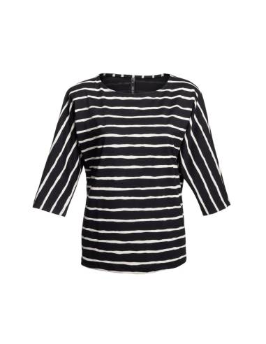 Women's tunic dress with asymmetric patterns in black and white