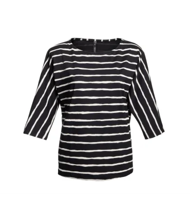 T-Shirt femme à rayures en Noir & Blanc