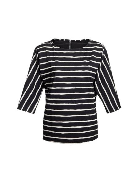 Vestido túnica de mujer con motivos asimétricos Blanco y Negro