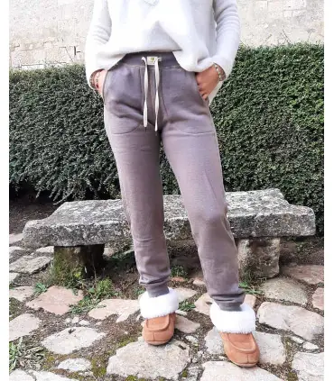 Pantalon laine mérinos femme jogging sport noir ou gris