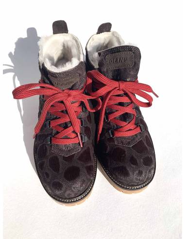 Bottines mi chevilles en cuir et fourrure chaude et tendance boots de ski marron en fourrure type café