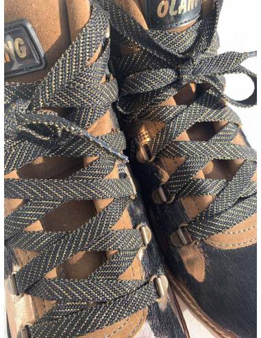 Bottines chevilles en cuir et fourrure chaude et tendance bronze et noir 