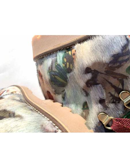 Bottines chevilles en cuir et fourrure chaude et tendance olang multicolore peau de luxe 