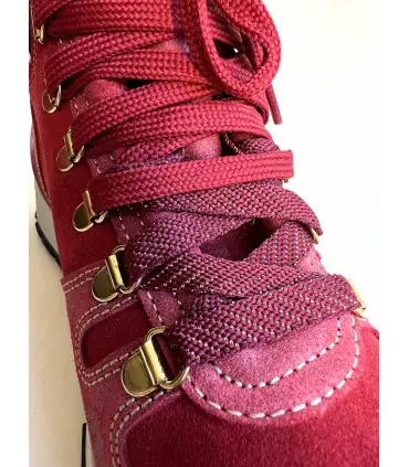 Sneakers d'hiver en peau cuir et daim de luxe à motifs ou simple pour femme - Olang bamboo rouge veritable peau rouge blanc et n