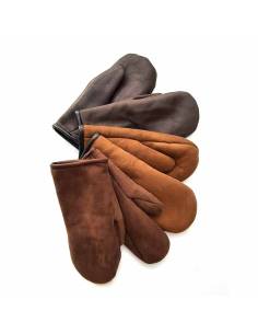 Genuine lambskin Men's Mittens sewn edges