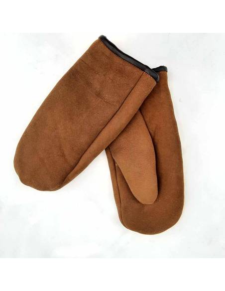 Genuine lambskin Men's Mittens sewn edges