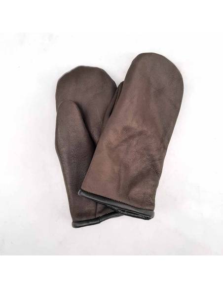 Genuine lambskin Men's Mittens sewn edges