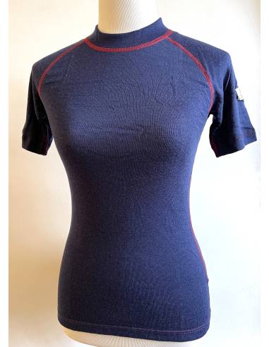 Tee shirt femme manches courtes pure laine mérinos bleu