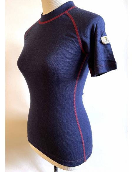Damen Shirt gebogen pure Merinowolle blau