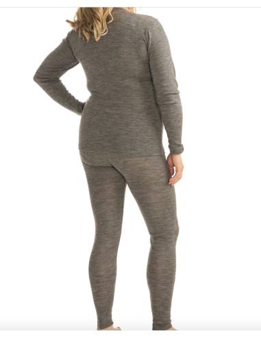 Maillot femme manches longues doux en laine mérinos et soie GRIS nordique