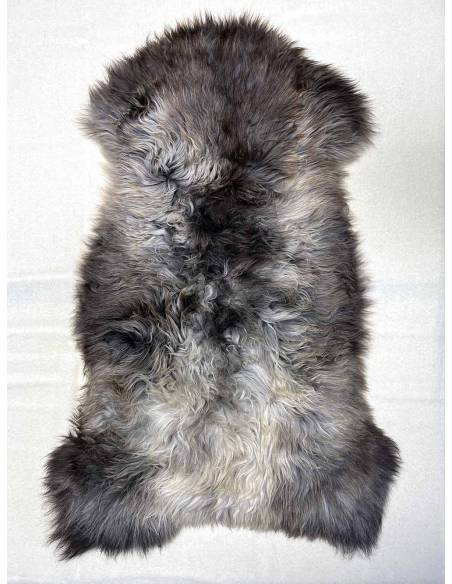 Peau de mouton véritable de décoration grise bleu beige écru peau islandaise poils longs 