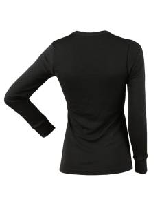 Shirt long sleeves woman black or off-white Merino Wool with lace 2